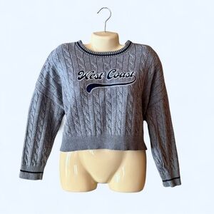 CHARLOTTE RUSSE Gray Cropped Cable Knit Sweater, West Coast